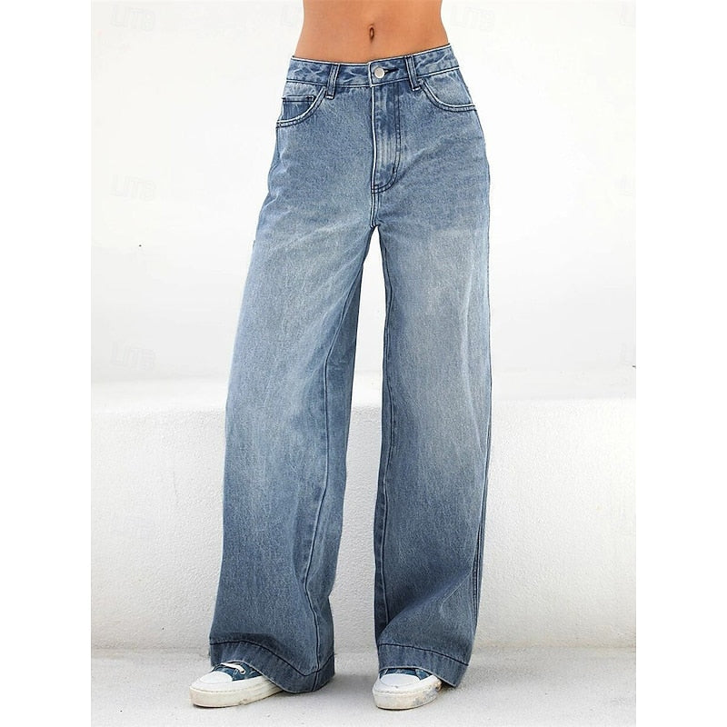 Lorna | Elegant High Waist Wide Leg Jeans