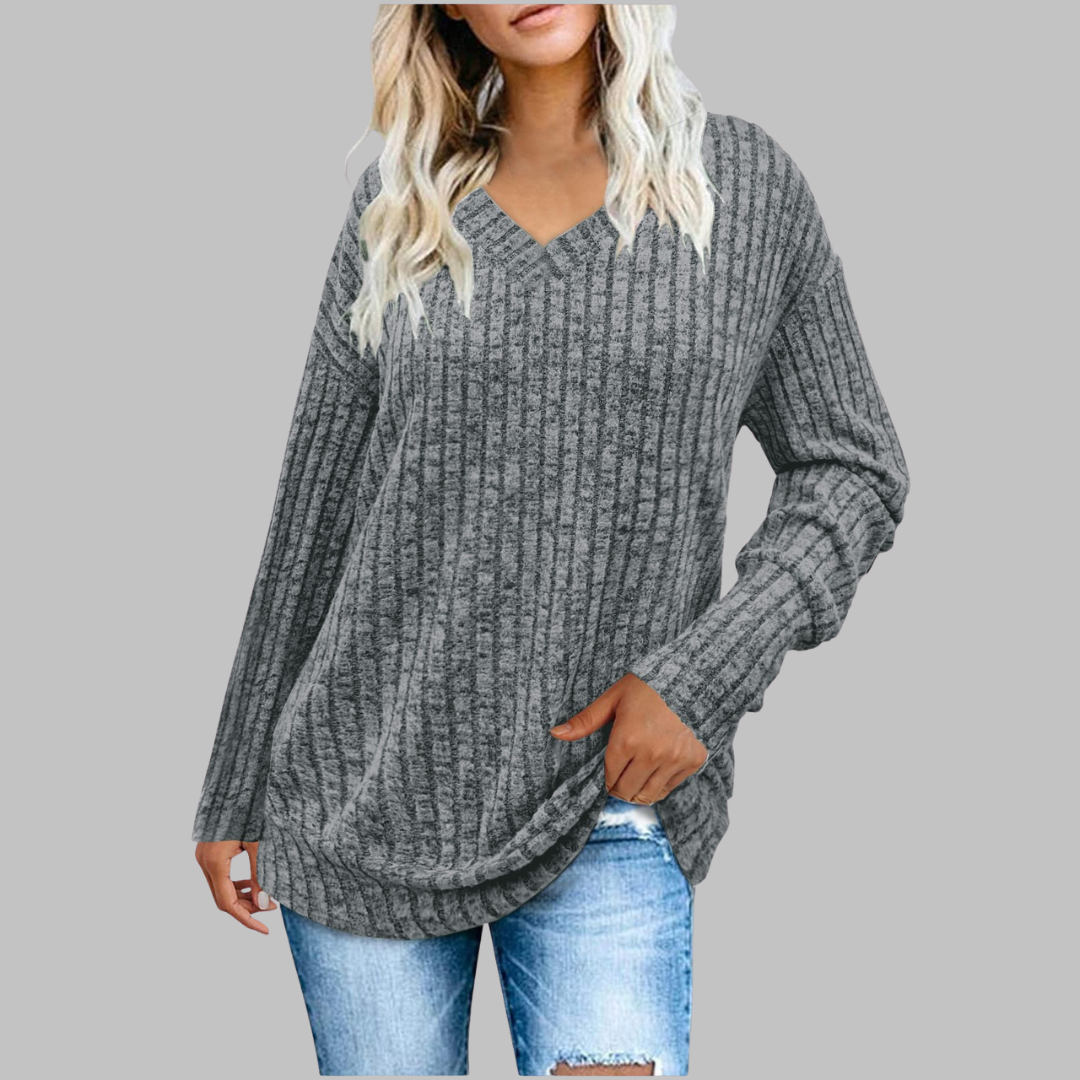Persephone V neck ribbed knit jumper – image 10