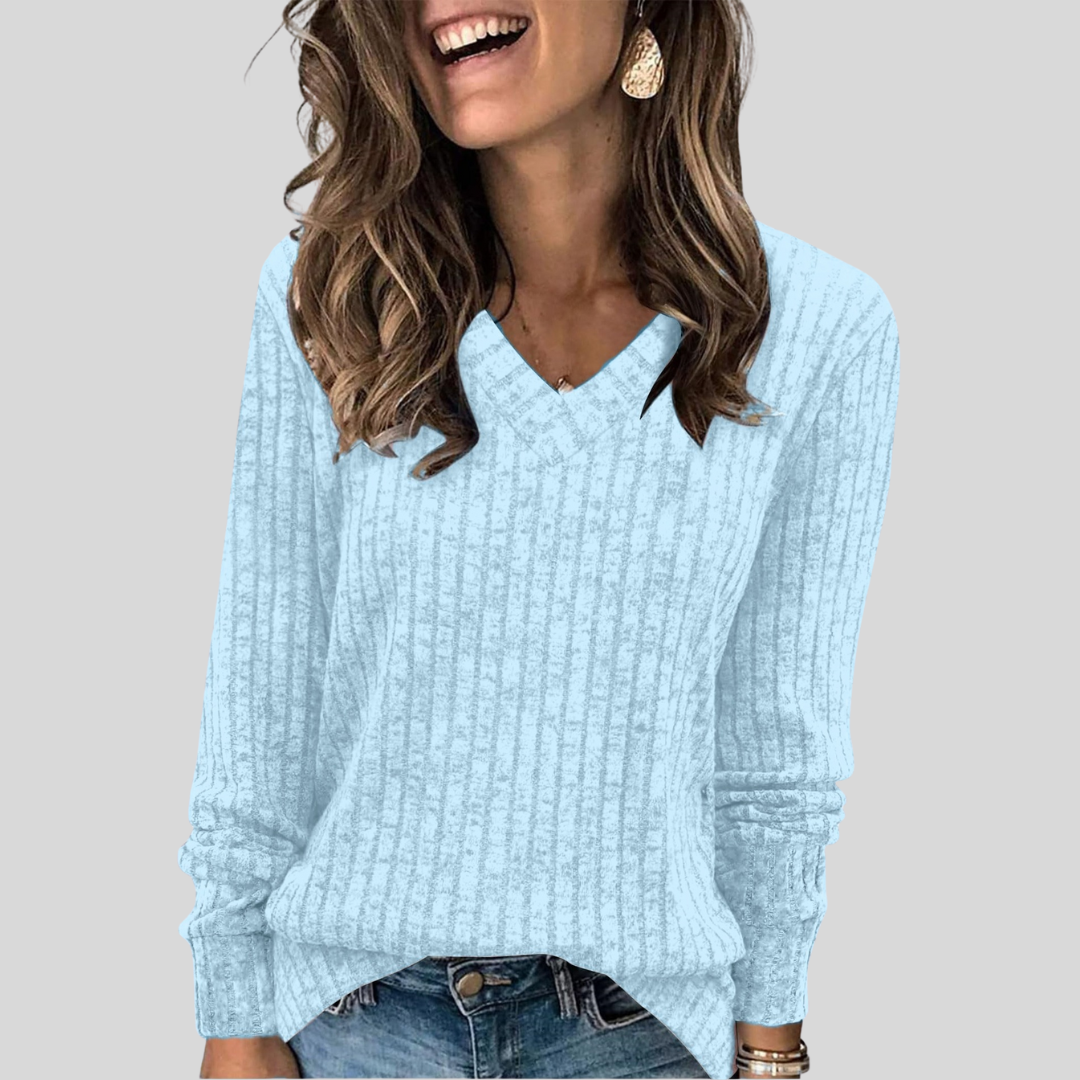 Persephone V neck ribbed knit jumper – image 13