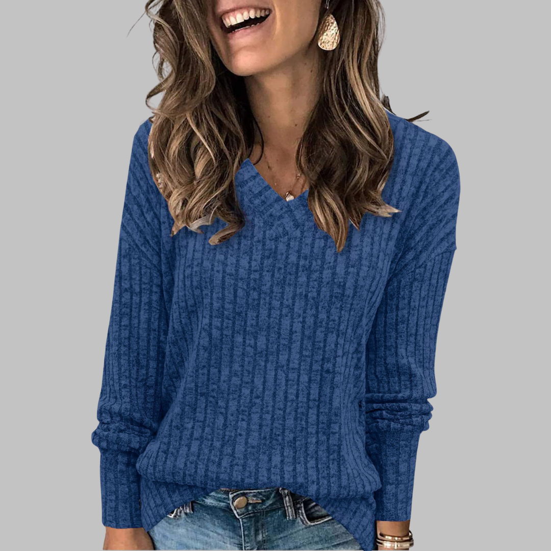 Persephone V neck ribbed knit jumper – image 3