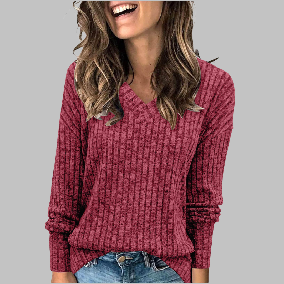 Persephone V neck ribbed knit jumper – image 5