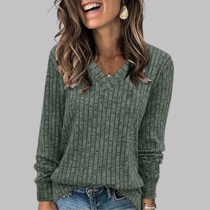 Persephone V neck ribbed knit jumper – image 7
