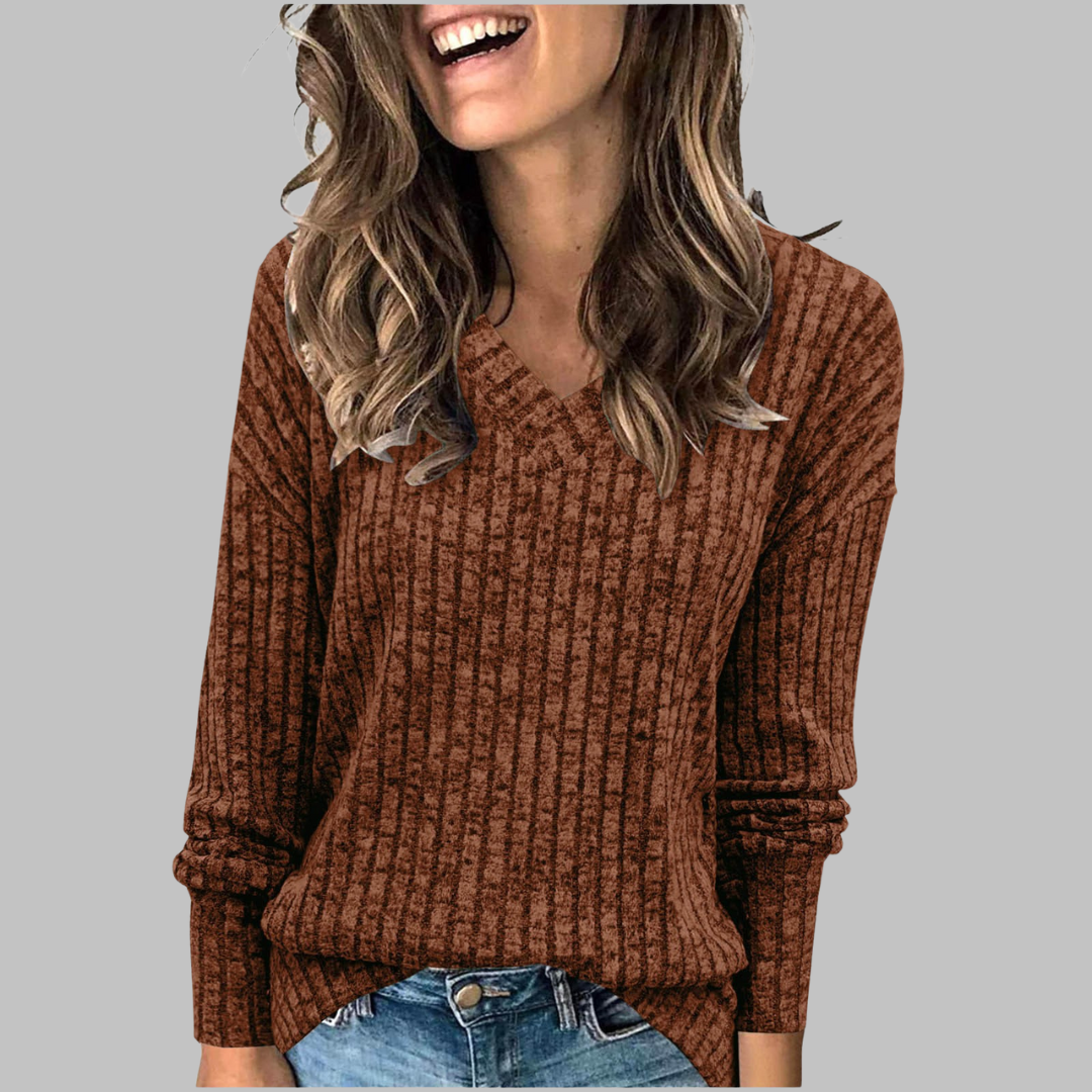 Persephone V neck ribbed knit jumper – image 9