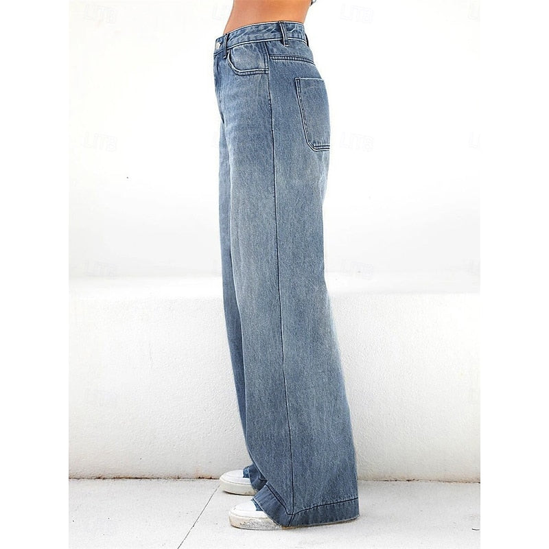 Lorna | Elegant High Waist Wide Leg Jeans