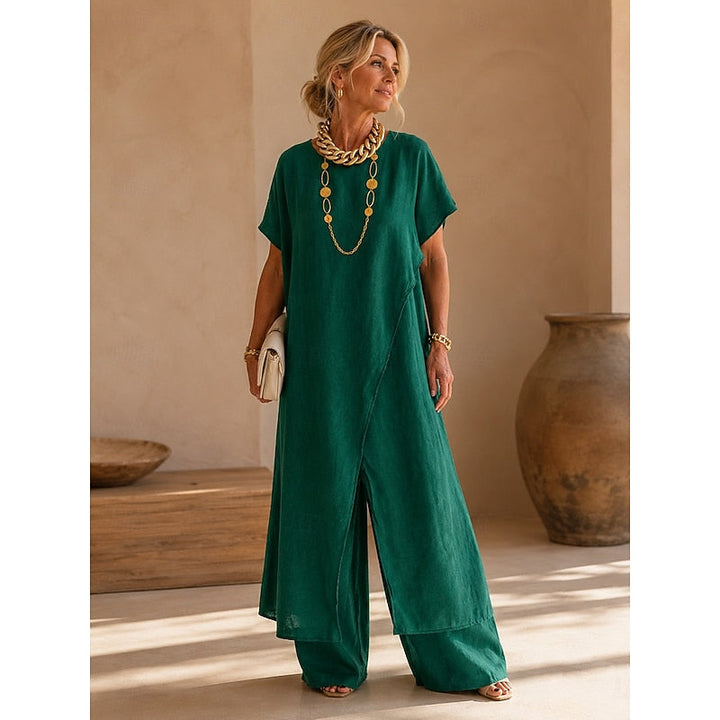Kassia long tunic and wide leg trouser co ord set – image 3