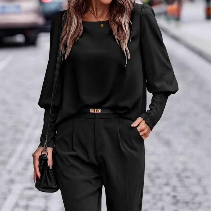 Blanche Elegant Puff Sleeve Satin Blouse - image 11