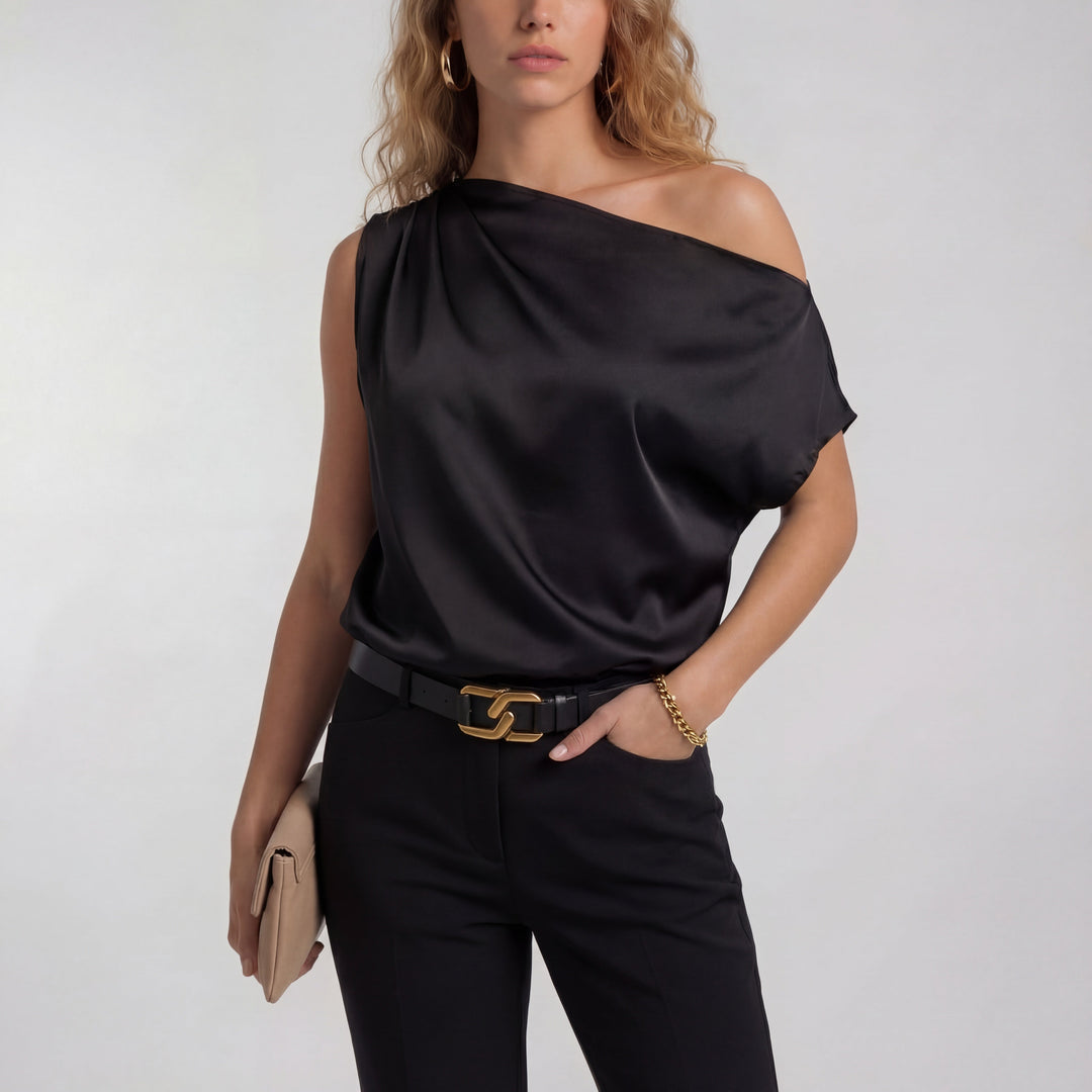 Elowen one shoulder draped blouse