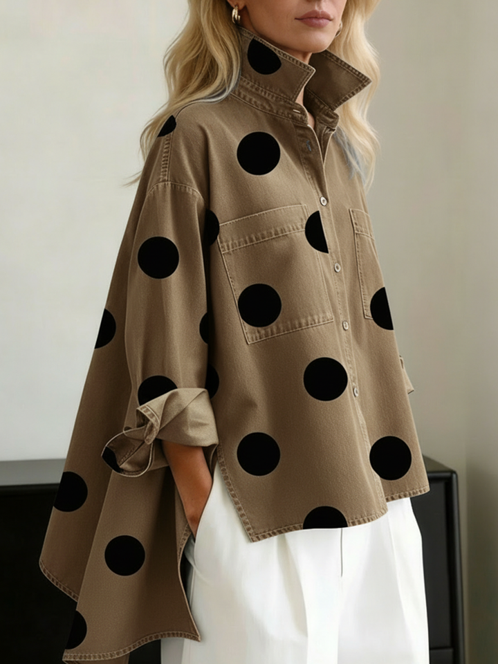Rhiannon Elegant Oversized Polka Dot Shirt - image 8