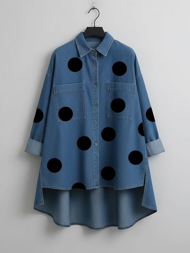 Rhiannon Elegant Oversized Polka Dot Shirt - image 10