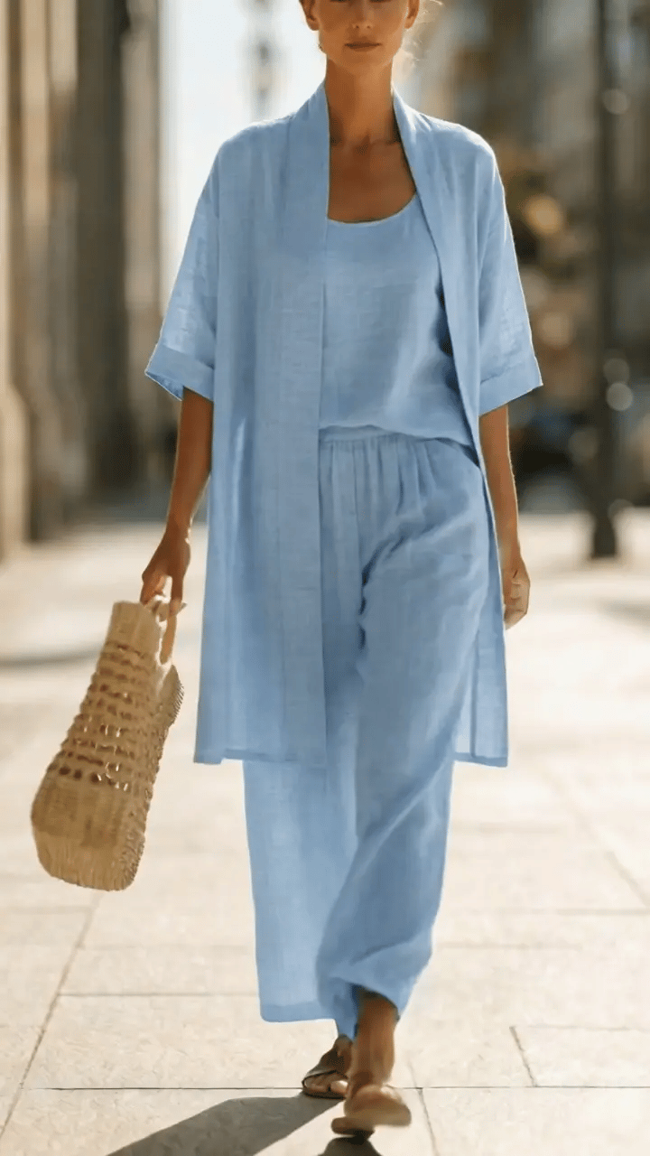 Romane three piece top, jacket and wide leg trouser set – image 7