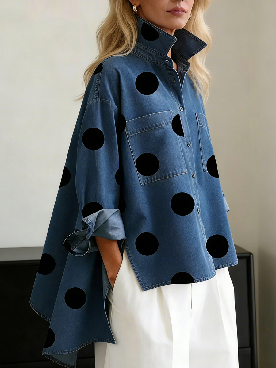Rhiannon Elegant Oversized Polka Dot Shirt - image 7