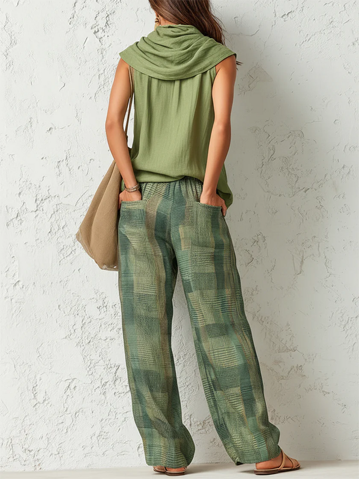 Clio printed fluid blouse and wide leg trouser set – image 2