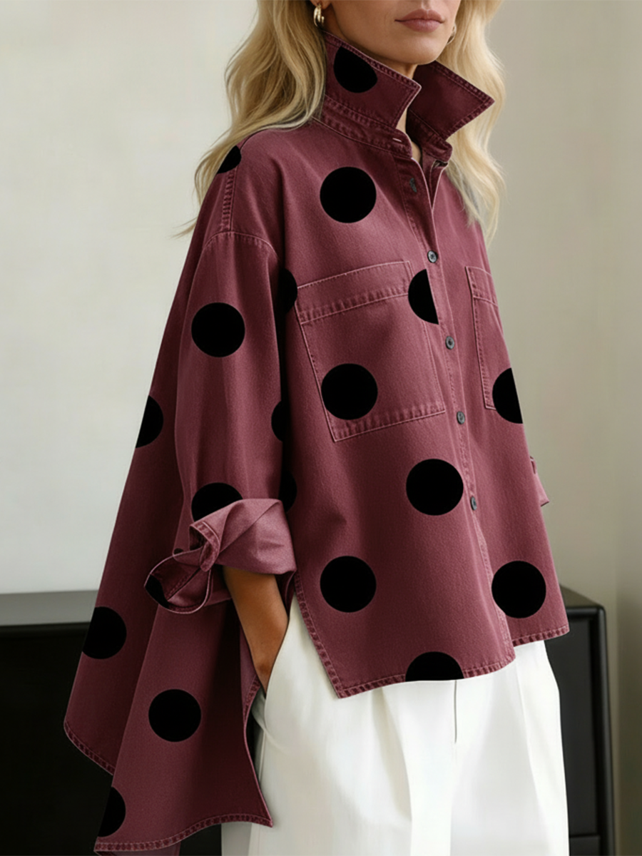Rhiannon Elegant Oversized Polka Dot Shirt - image 9
