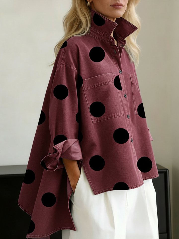 Rhiannon Elegant Oversized Polka Dot Shirt - image 9