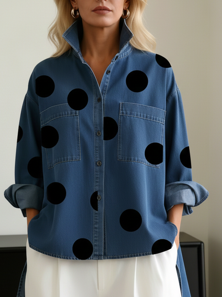Rhiannon Elegant Oversized Polka Dot Shirt - image 2