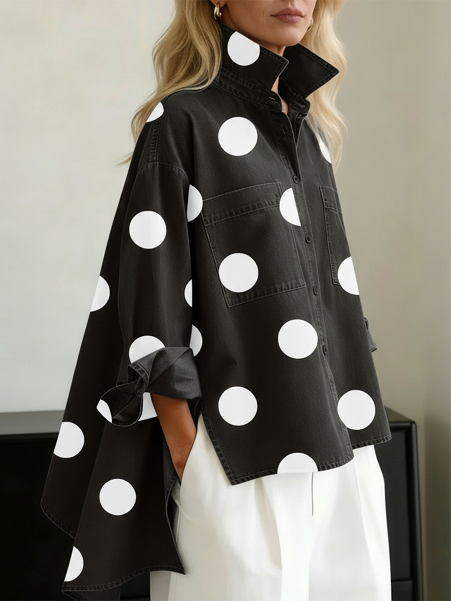 Rhiannon Elegant Oversized Polka Dot Shirt - image 6