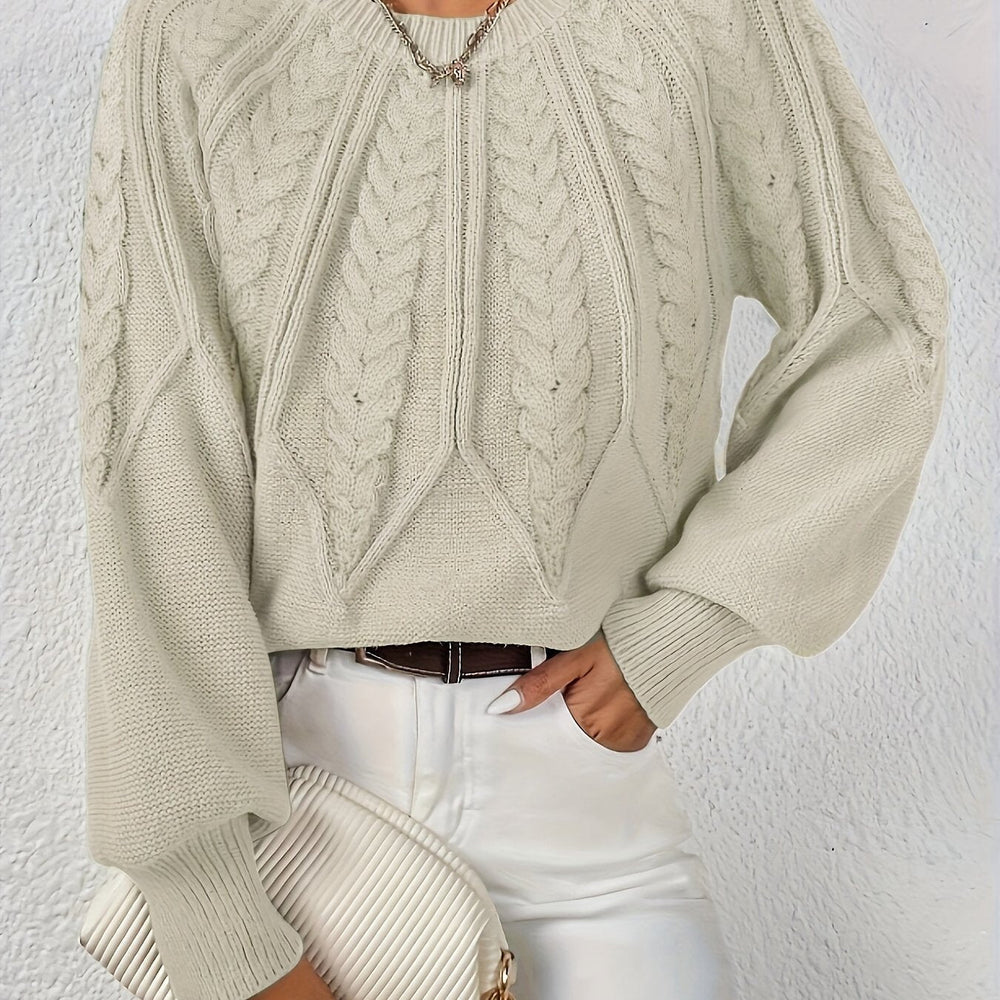 Aveline oversized cropped cable knit jumper – image 2