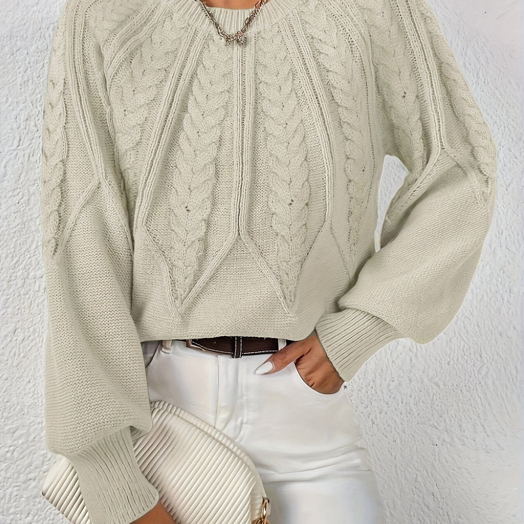 Aveline oversized cropped cable knit jumper – image 2