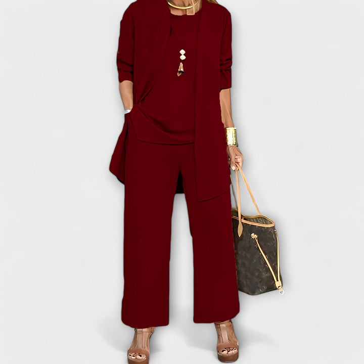 Sapphira three piece top cardigan and trouser set – image 4