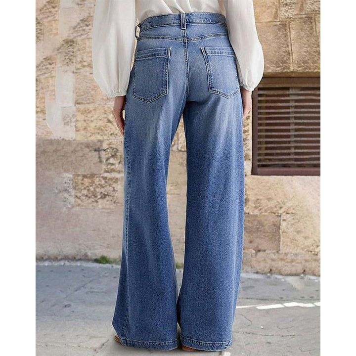 Marianne | Elegant Mid Rise Wide Leg Jeans