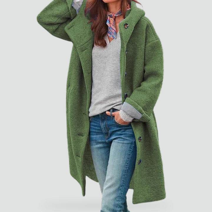Agnes hooded winter coat with button front