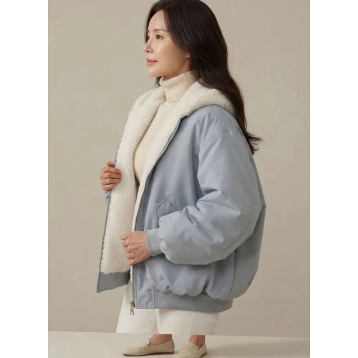 Peggy hooded bomber jacket in blue