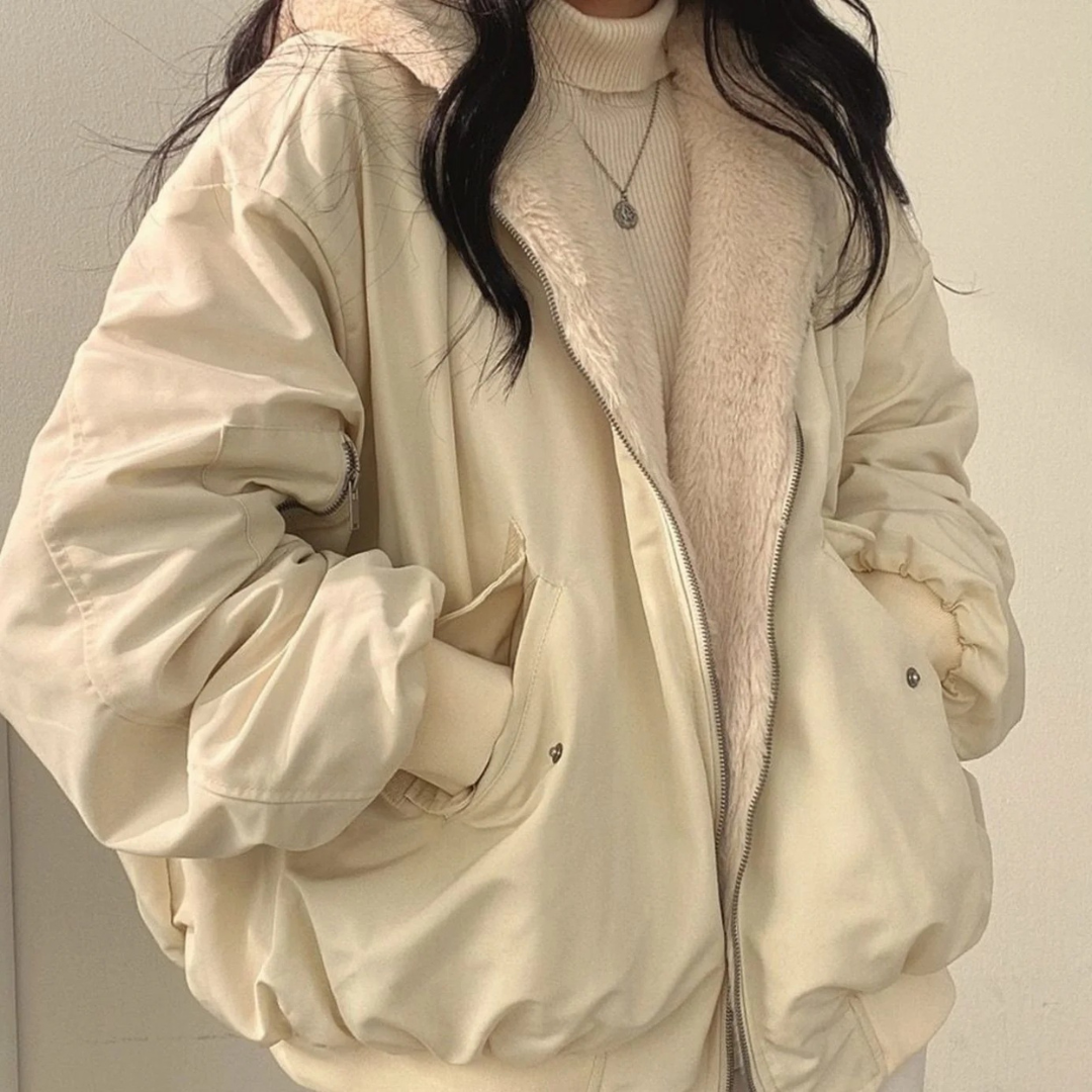Peggy hooded bomber jacket, close up