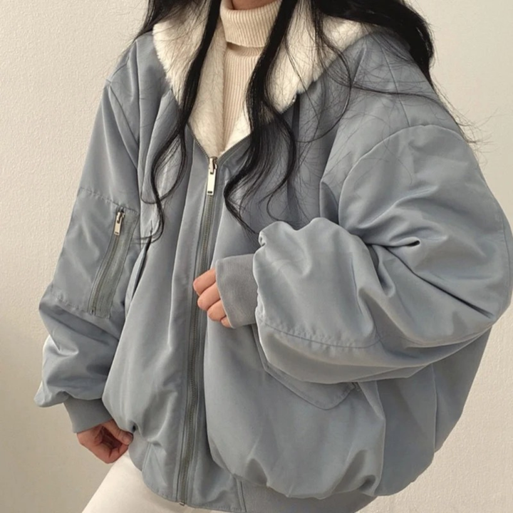 Peggy hooded bomber jacket in black