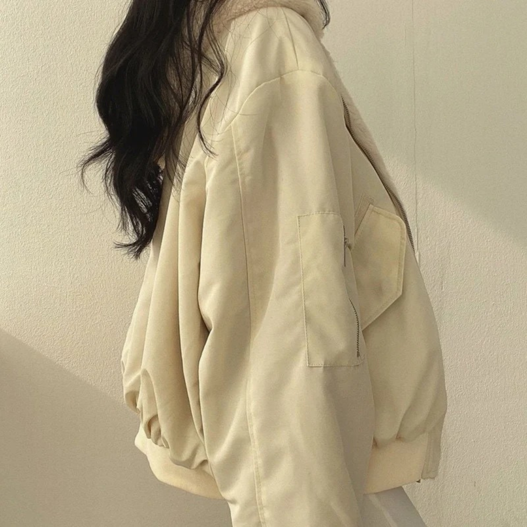Peggy hooded bomber jacket, fabric detail