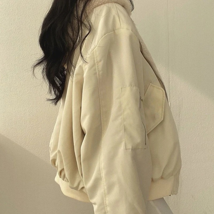 Peggy hooded bomber jacket, fabric detail
