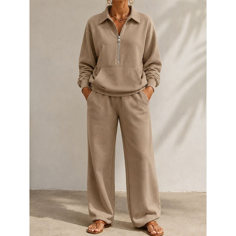 Lottie half zip top and wide leg trousers set – image 4