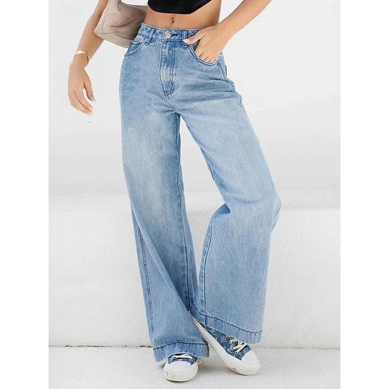 Lorna | Elegant High Waist Wide Leg Jeans