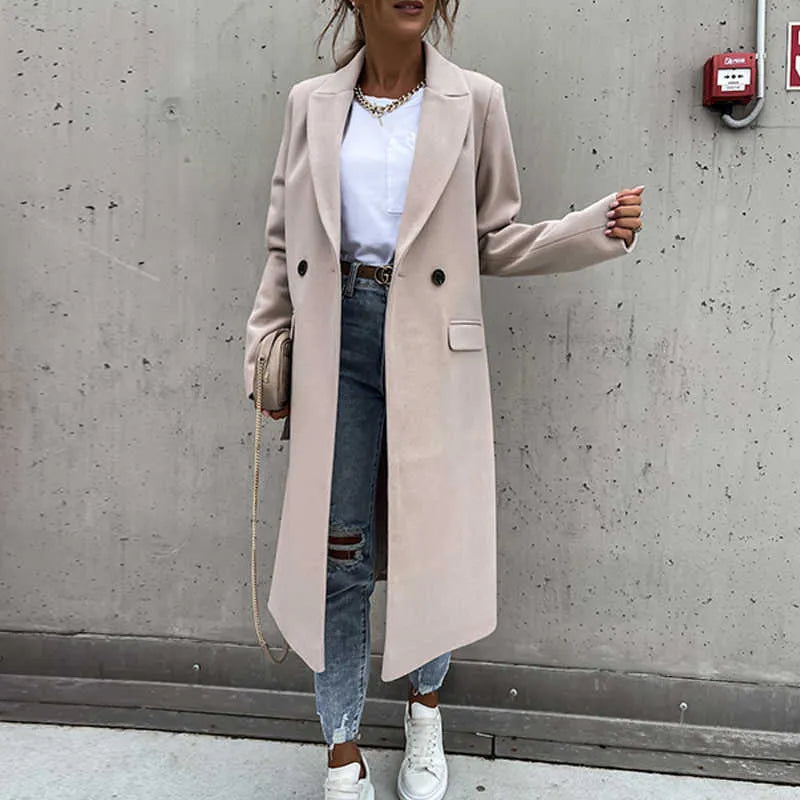 Ailsa double breasted long coat with flap pockets – image 5