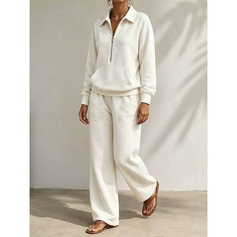 Lottie half zip top and wide leg trousers set – image 3