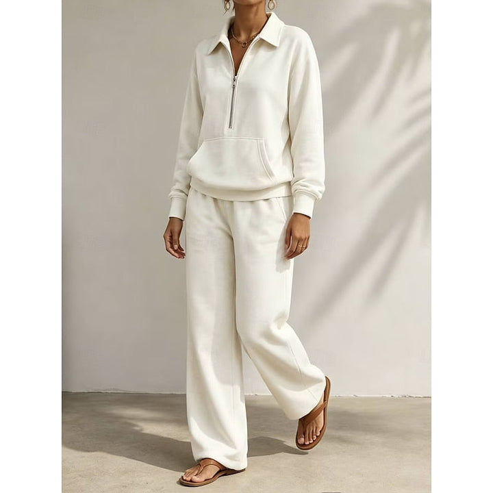 Lottie half zip top and wide leg trousers set – image 3