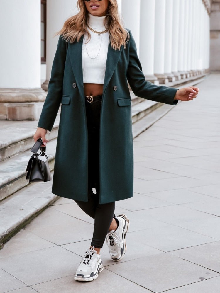 Ailsa double breasted long coat with flap pockets – image 17