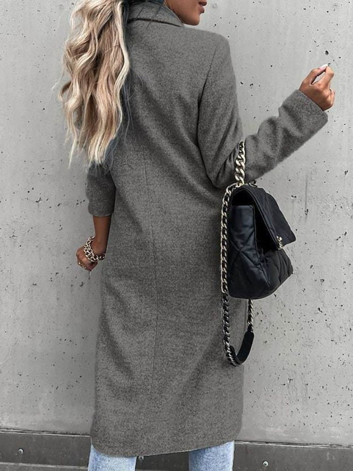 Ailsa double breasted long coat with flap pockets – image 12