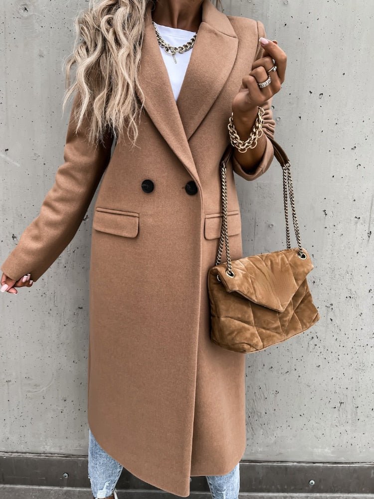 Ailsa double breasted long coat with flap pockets – image 13