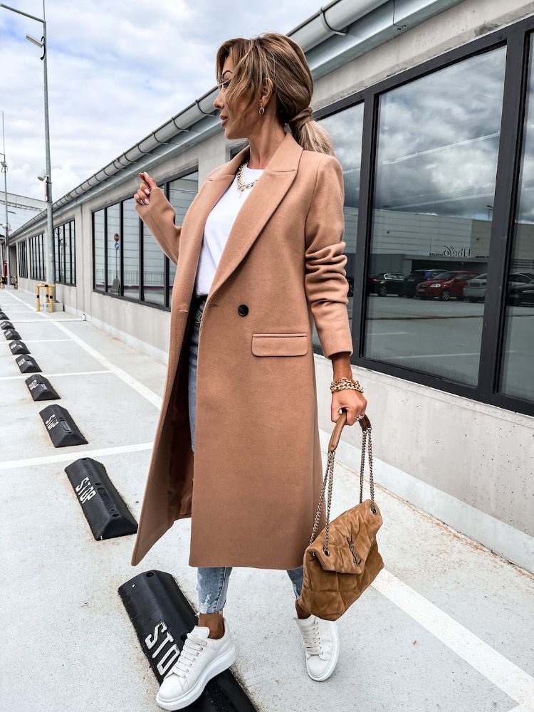Ailsa double breasted long coat with flap pockets – image 15