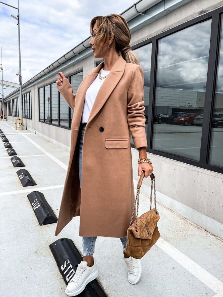 Ailsa double breasted long coat with flap pockets – image 15