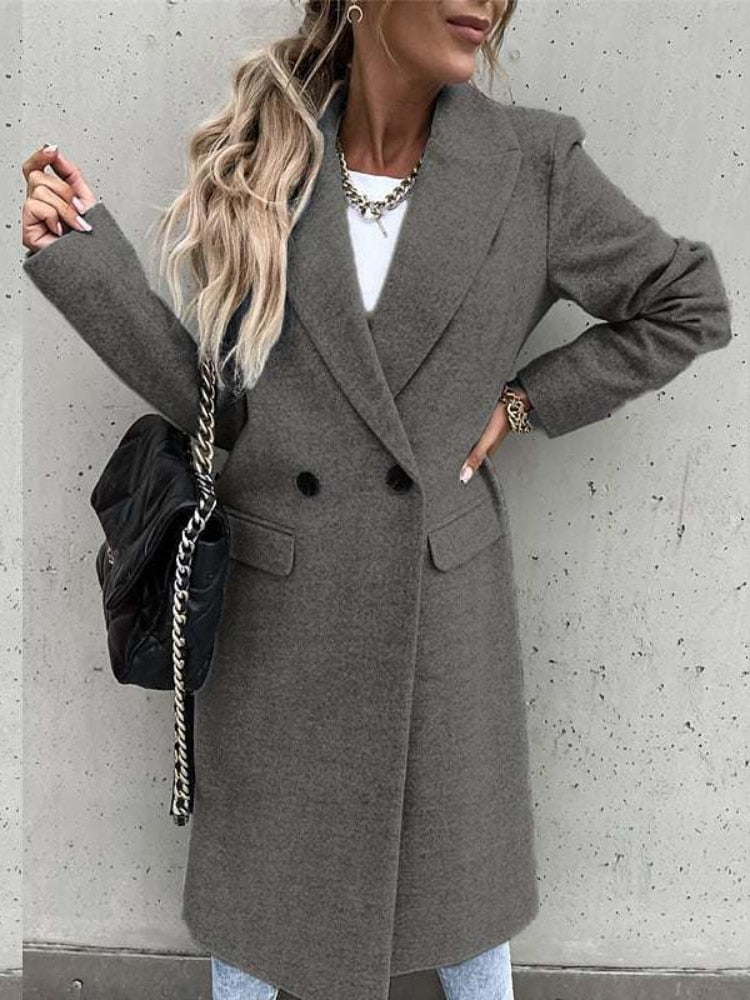 Ailsa double breasted long coat with flap pockets – image 11
