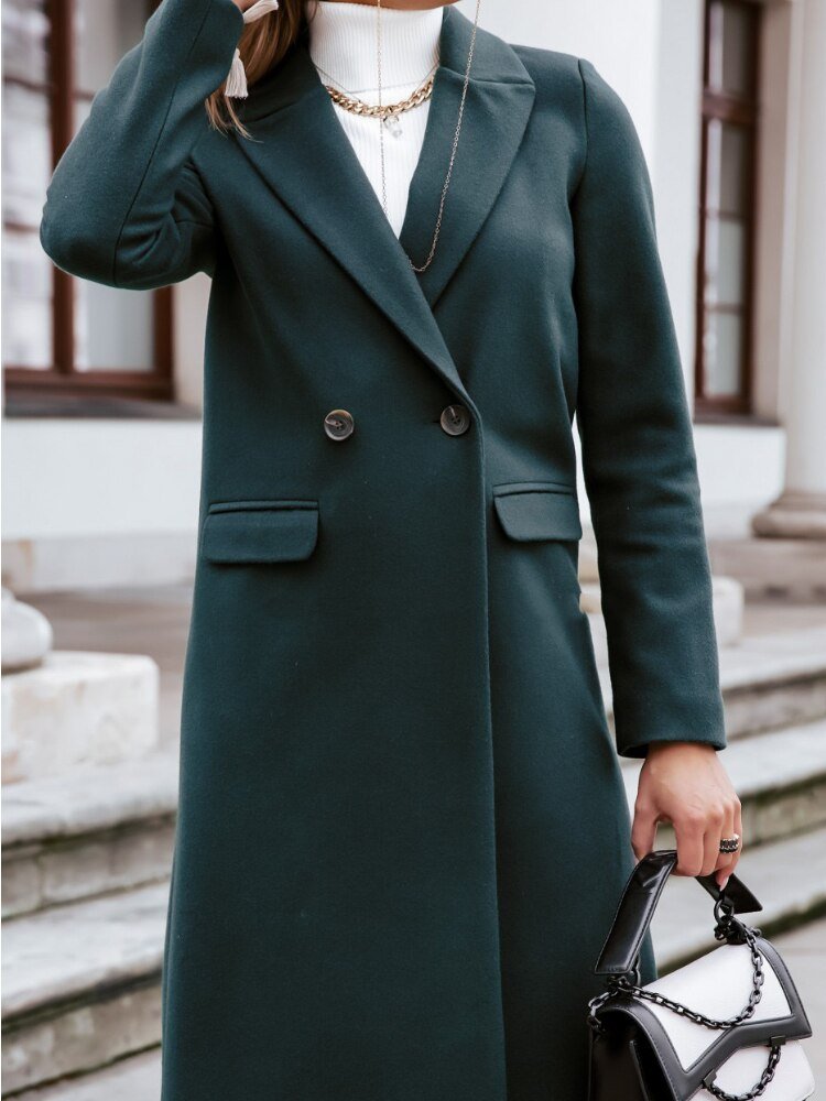 Ailsa double breasted long coat with flap pockets – image 16