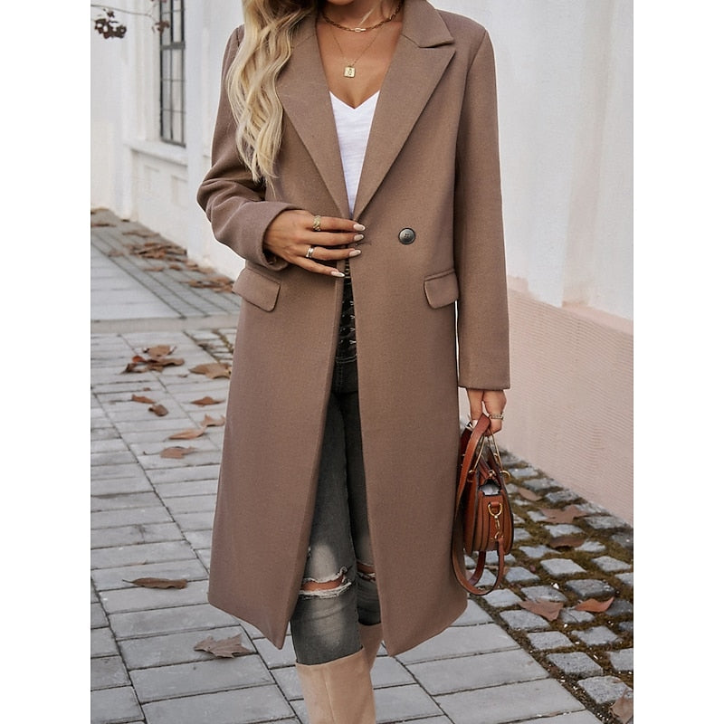 Ruby long straight coat with lapels – image 8