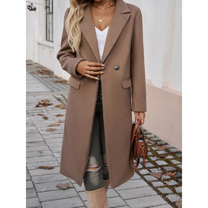 Ruby long straight coat with lapels – image 8