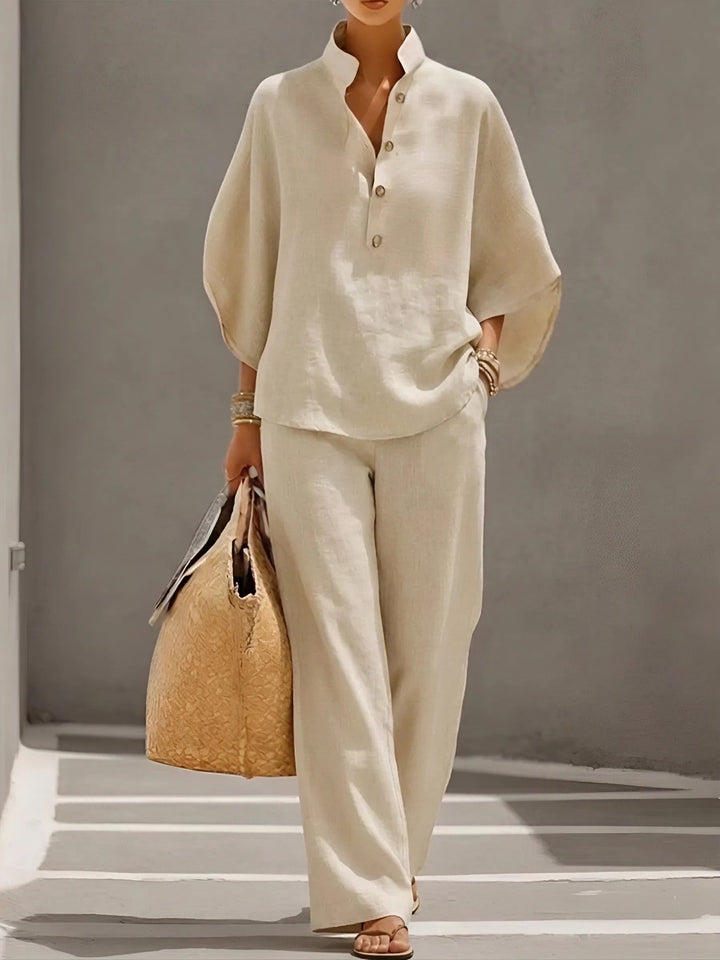 Isabel relaxed two piece set with wide leg trousers