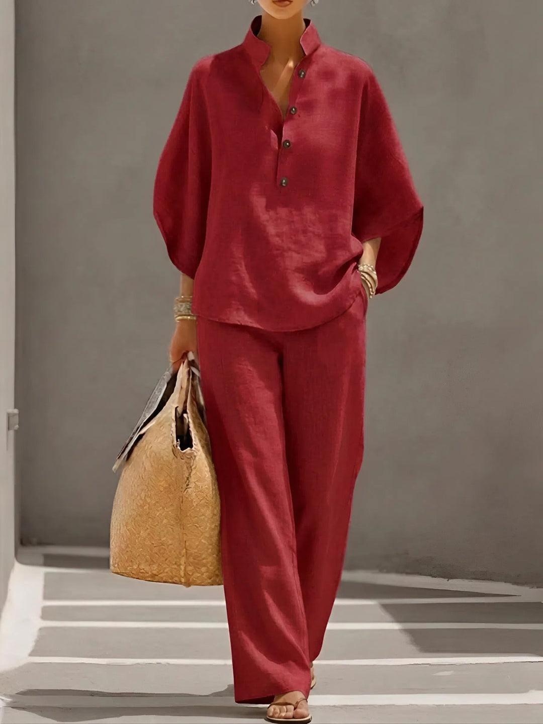 Isabel relaxed two piece set with wide leg trousers – image 6