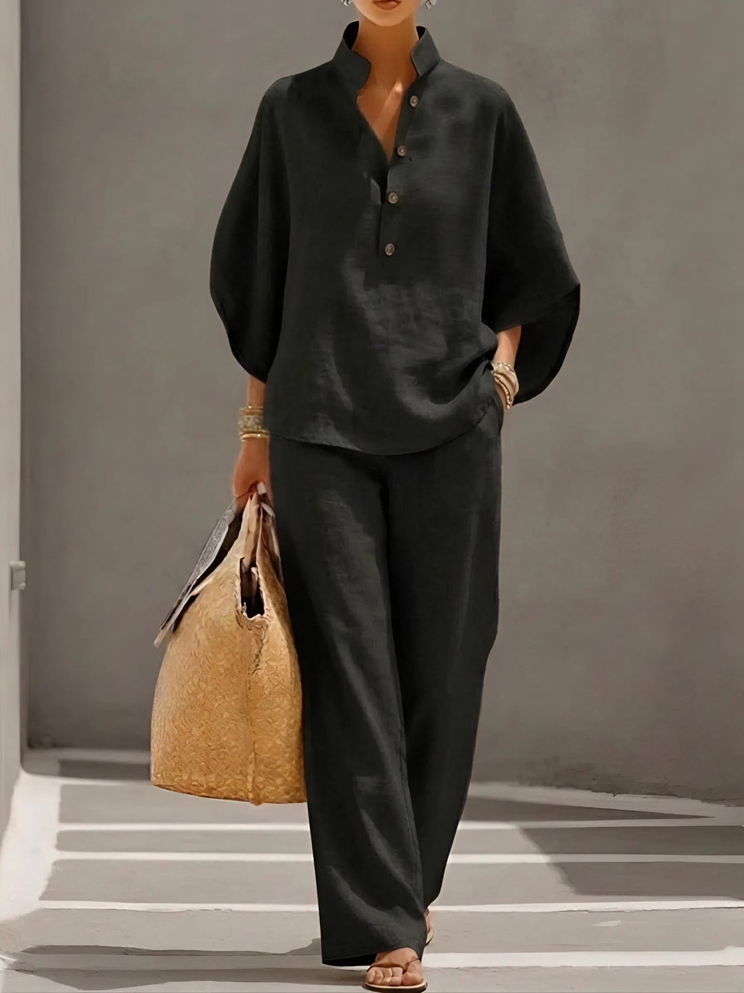 Isabel relaxed two piece set with wide leg trousers – image 5