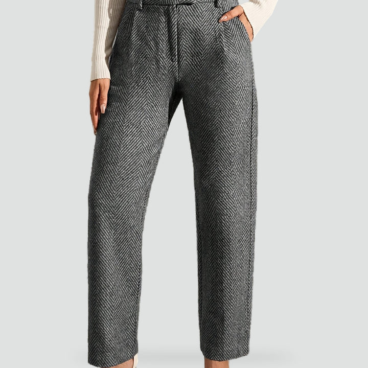Constance grey straight leg trousers, hem detail