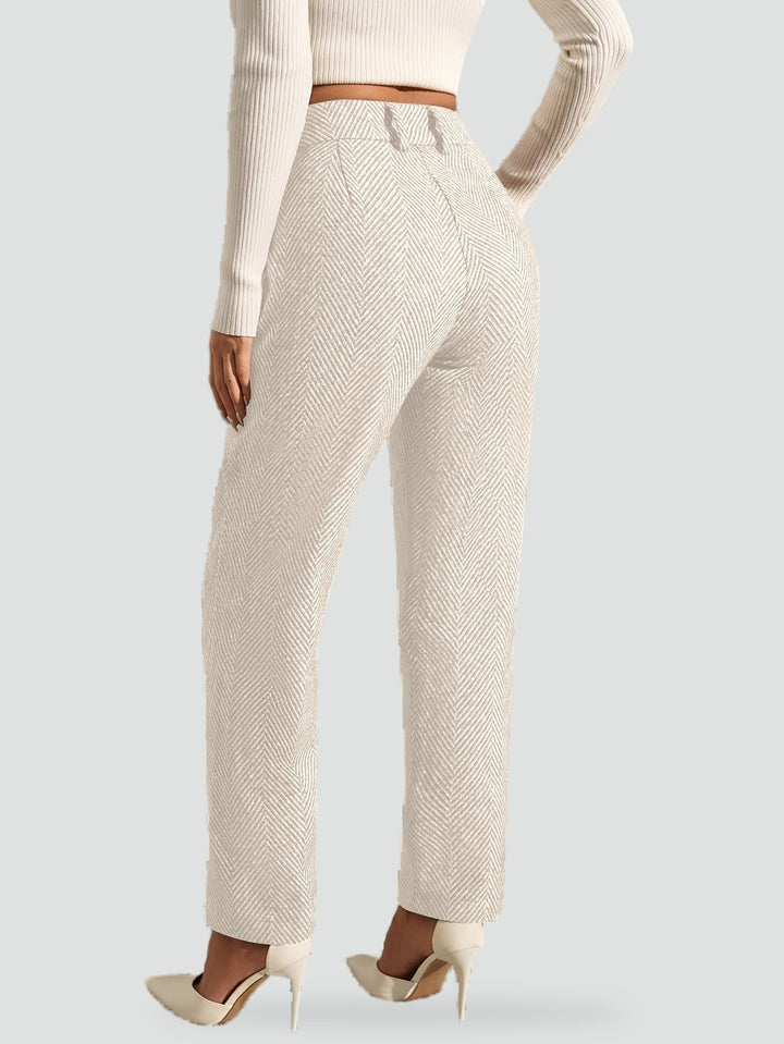 Constance grey straight leg trousers, fabric detail