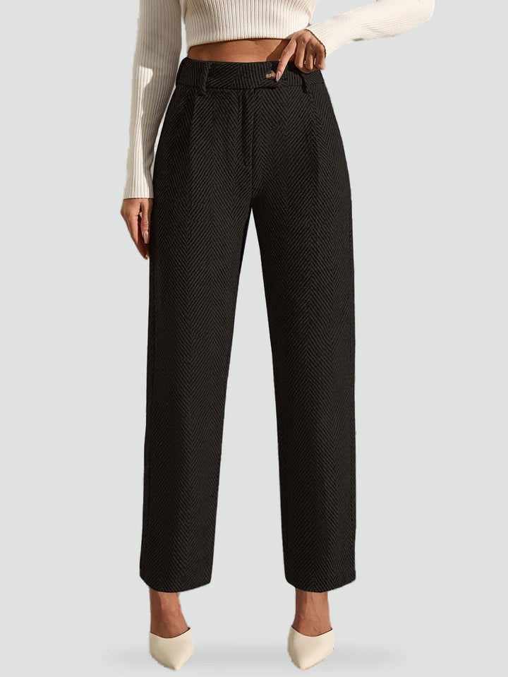 Constance grey straight leg trousers, styled view